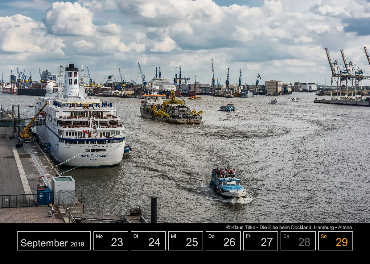 Wochenkalender auf schwarzem Hintergrund A5