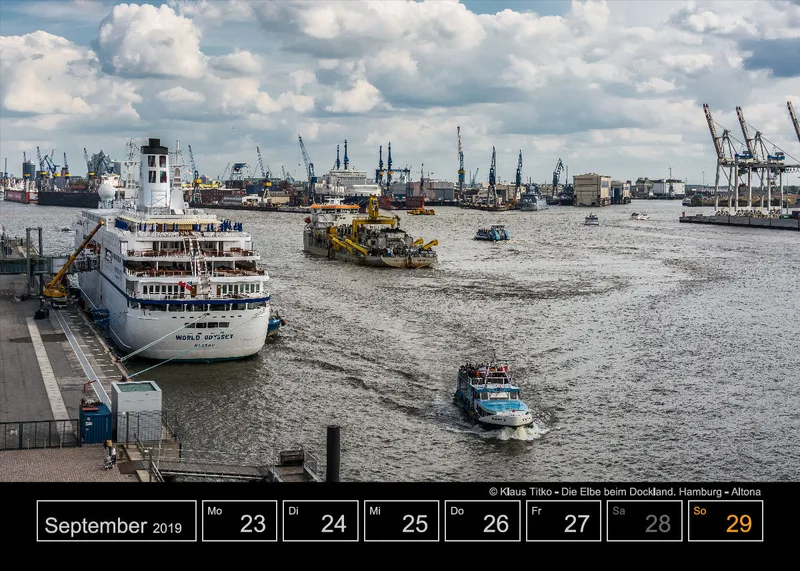 Wochenkalender auf schwarzem Hintergrund A5