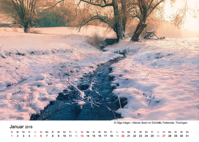Monatskalender auf hellem Hintergrund A3