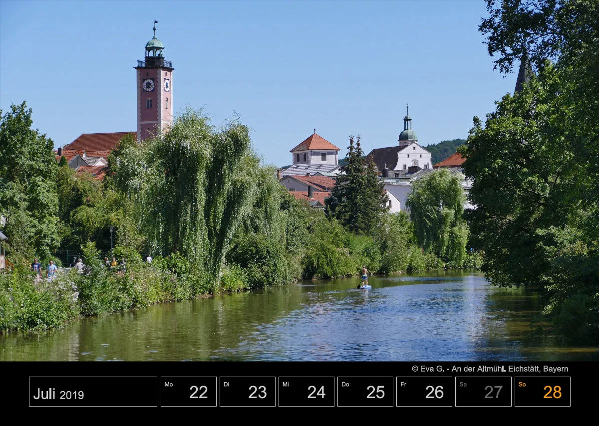 Wochenkalender auf schwarzem Hintergrund A3