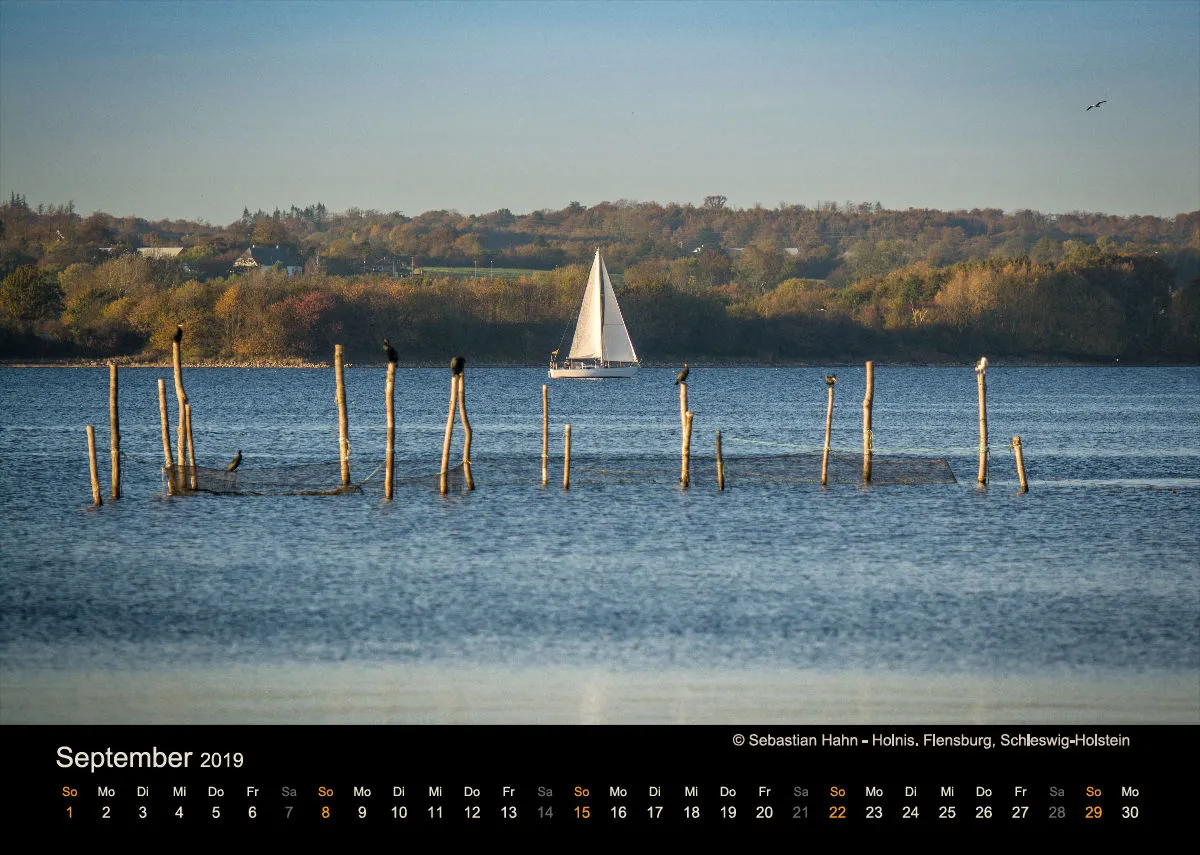 Monatskalender auf schwarzem Hintergrund A4