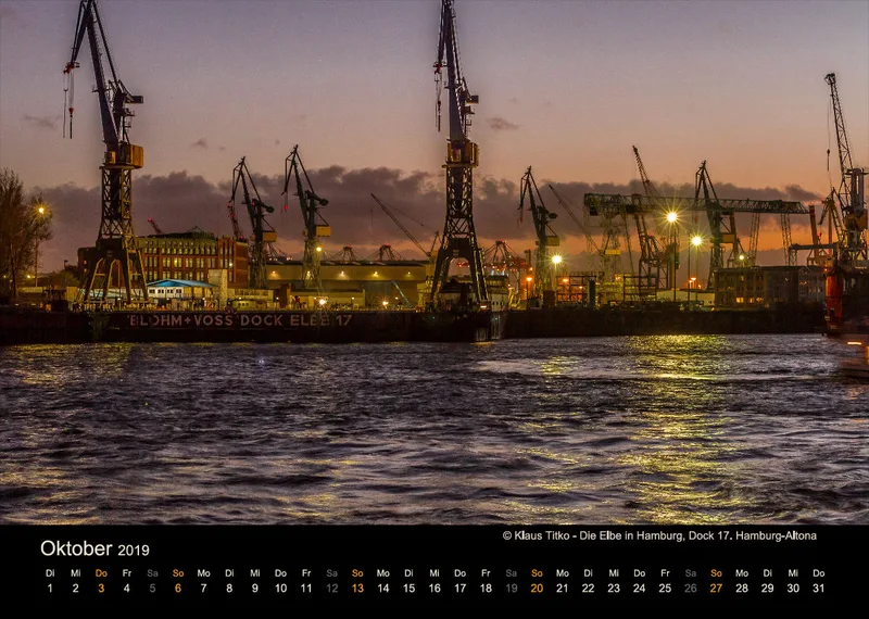 Monatskalender auf schwarzem Hintergrund A4