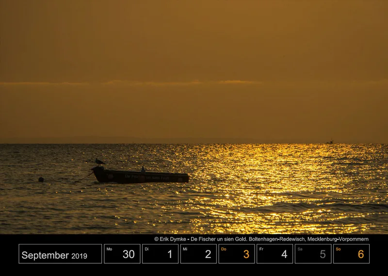 Wochenkalender auf schwarzem Hintergrund A3