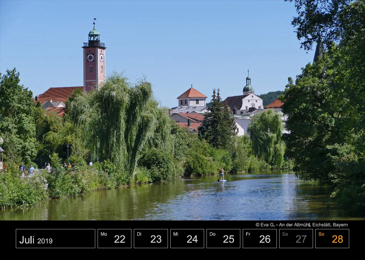 Wochenkalender auf schwarzem Hintergrund A4