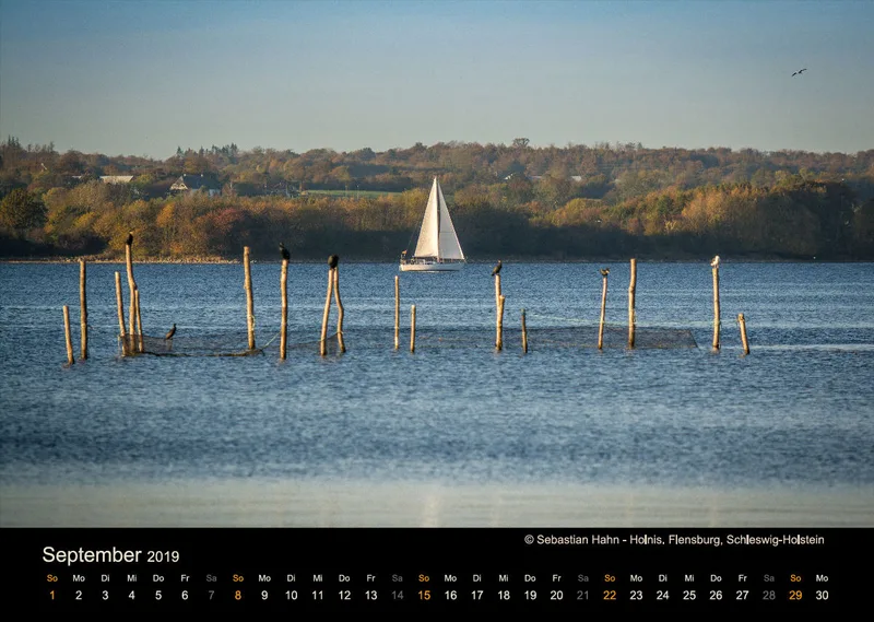 Monatskalender auf schwarzem Hintergrund A3 /