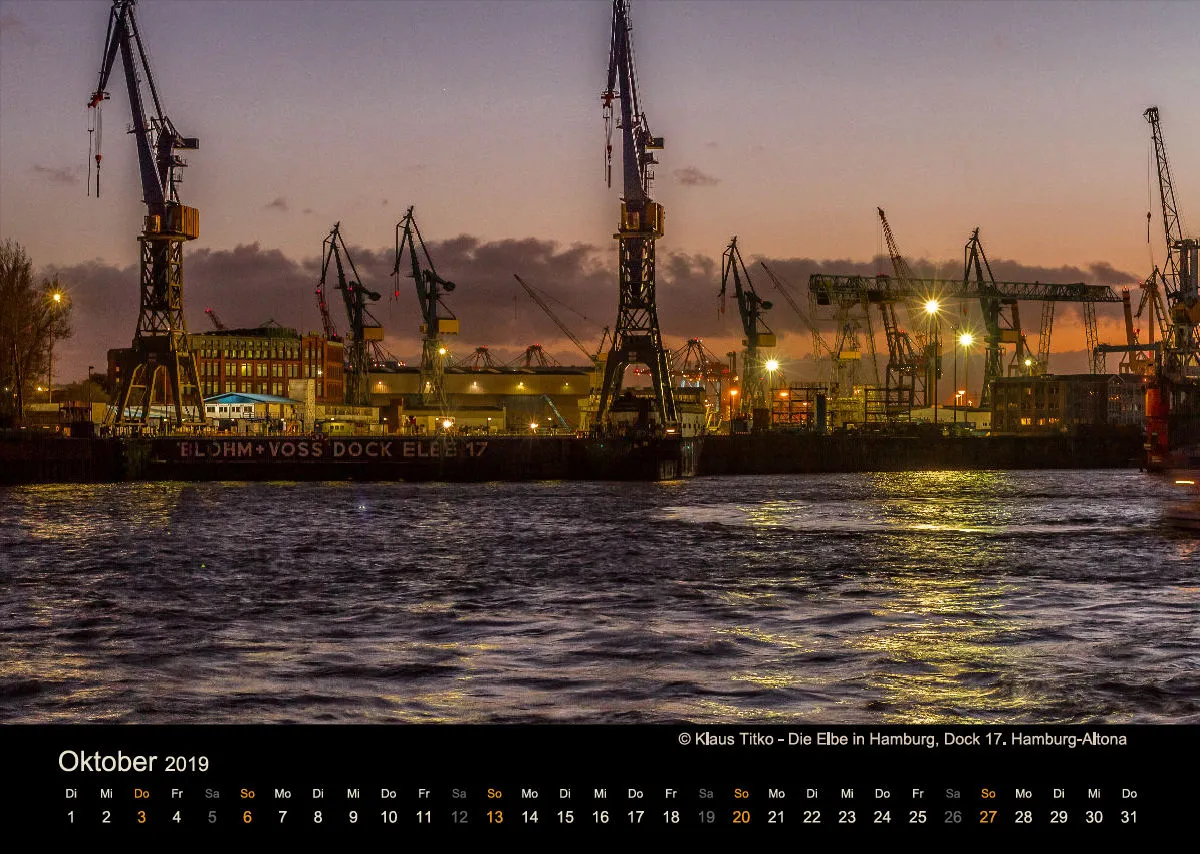 Monatskalender auf schwarzem Hintergrund A3 /