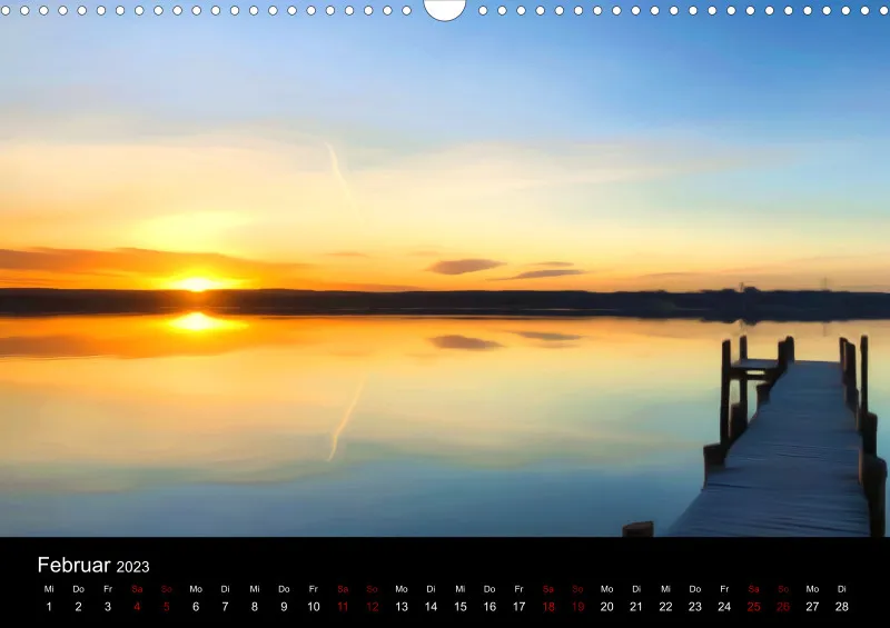 Kunstkalender A3 (CH) breites Kalendarium - Ammersee Magic 2023 - Feiertage (CH)