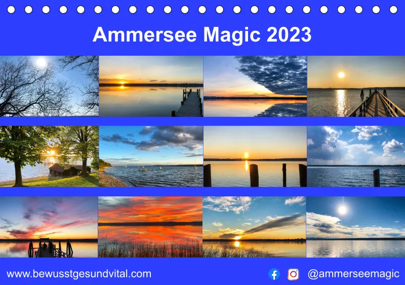 Magic A5 (AUT) mini Kalendari-um - Tischkalender Ammersee Magic 2023 - Feiertage (AUT)