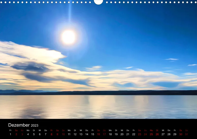 Kunstkalender A3 (AUT) breites Kalendarium - Ammersee Magic 2023 - Feiertage (AUT)