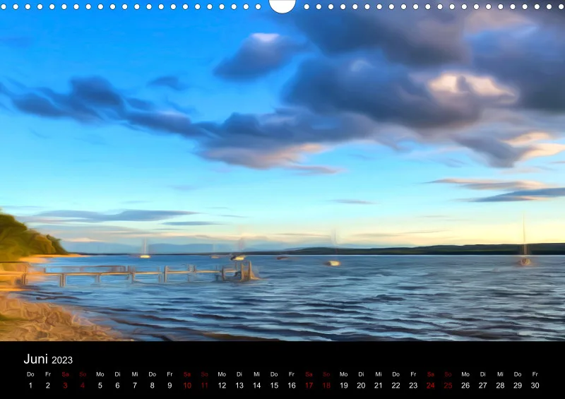 Kunstkalender A3 (CH) breites Kalendarium - Ammersee Magic 2023 - Feiertage (CH)