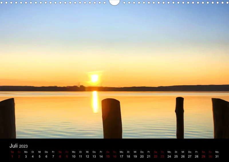 Kunstkalender A3 (CH) breites Kalendarium - Ammersee Magic 2023 - Feiertage (CH)