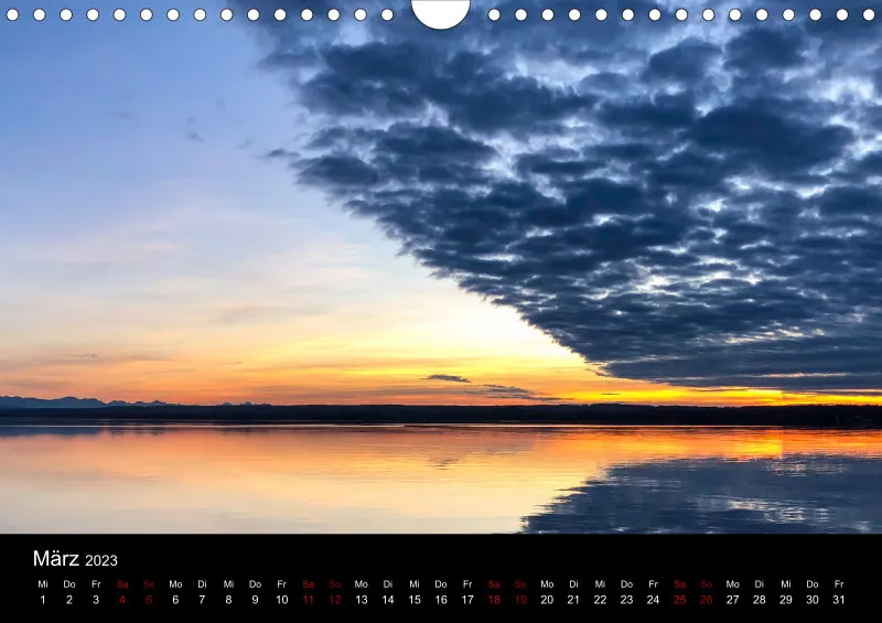 Magic A4 (AUT) breites Kalend-arium - Wandkalender Ammersee Magic 2023 - Feiertage (AUT)