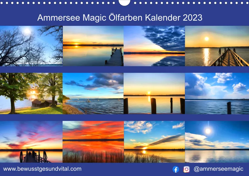 Kunstkalender A3 (AUT) breites Kalendarium - Ammersee Magic 2023 - Feiertage (AUT)