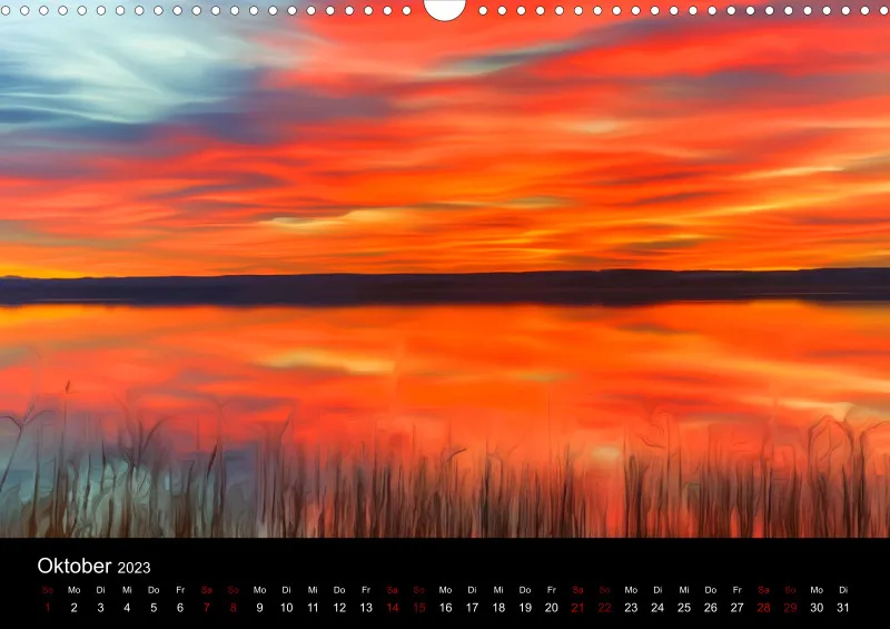 Kunstkalender A3 (CH) breites Kalendarium - Ammersee Magic 2023 - Feiertage (CH)