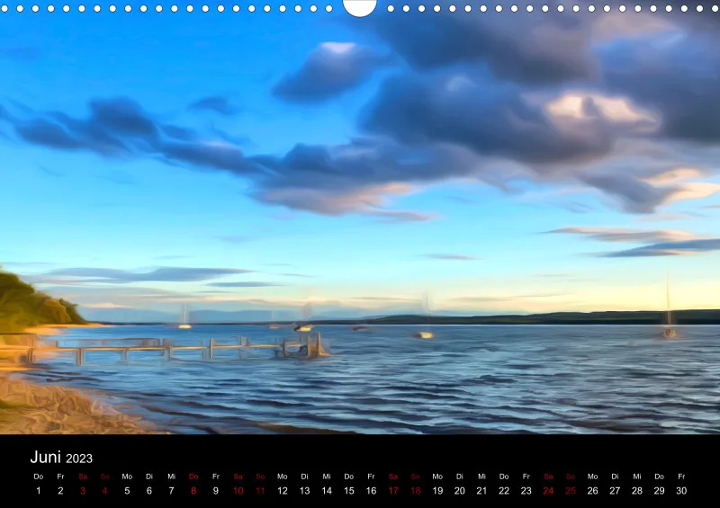 Kunstkalender A3 (AUT) breites Kalendarium - Ammersee Magic 2023 - Feiertage (AUT)
