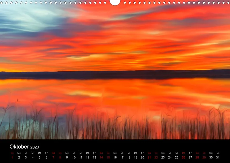 Kunstkalender A3 (AUT) breites Kalendarium - Ammersee Magic 2023 - Feiertage (AUT)