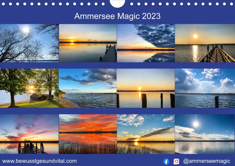 Magic A4 (AUT) breites Kalend-arium - Wandkalender Ammersee Magic 2023 - Feiertage (AUT)