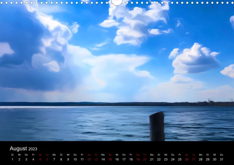 Kunstkalender A3 (AUT) breites Kalendarium - Ammersee Magic 2023 - Feiertage (AUT)