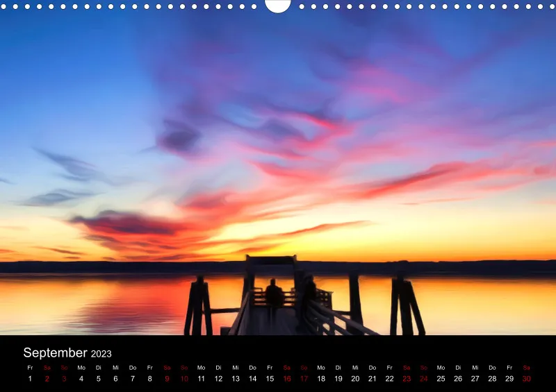 Kunstkalender A3 (CH) breites Kalendarium - Ammersee Magic 2023 - Feiertage (CH)