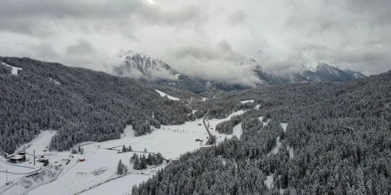 Seefeld in Tirol, Winter Premium Leinwand 40x20 cm