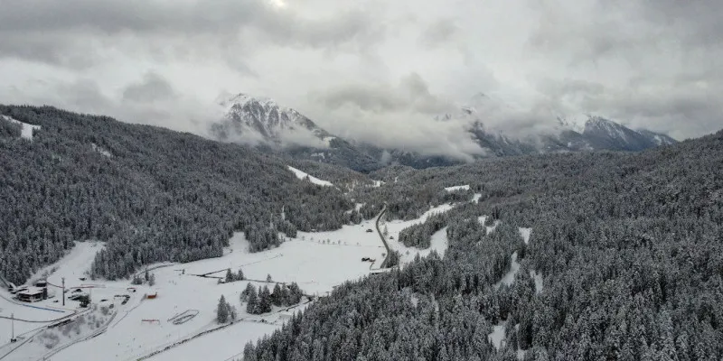 Seefeld in Tirol, Winter Premium Leinwand 40x20 cm