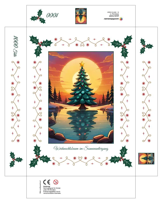 Puzzle Christmas-Edition, Weihnachtsbaum im Sonnenuntergang
