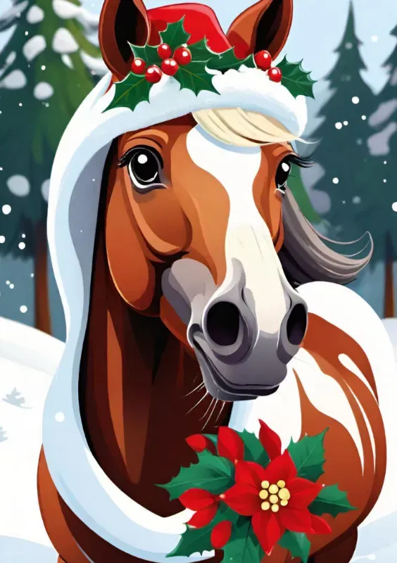 Puzzle Christmas-Edition, Weihnachtspferd im Schnee