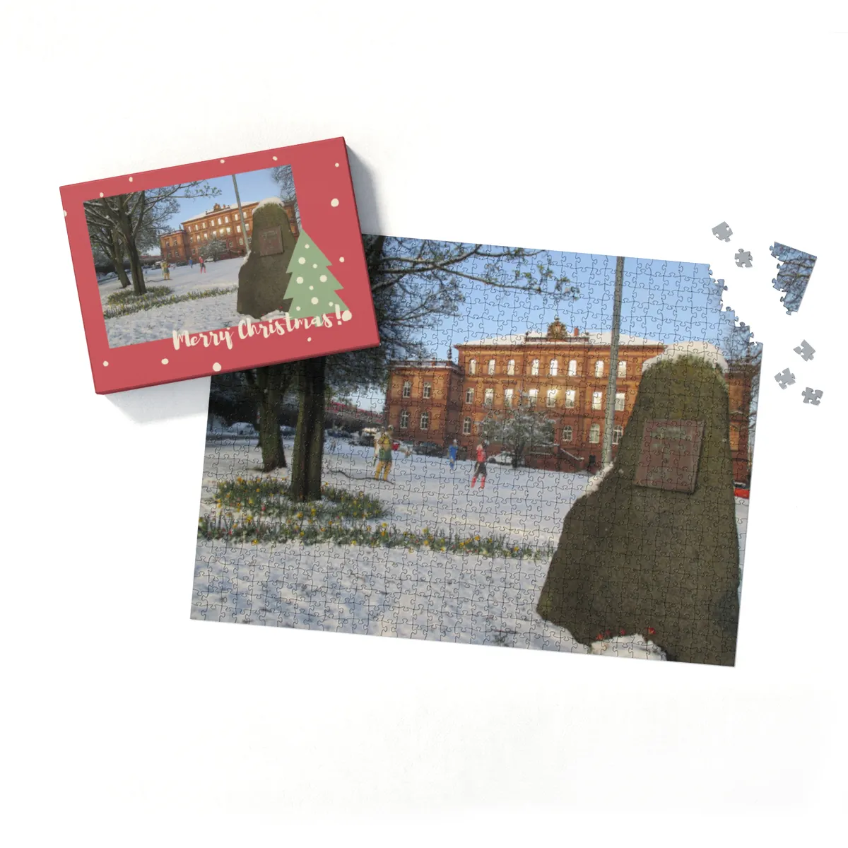 Puzzle Fußball-Figuren im Schnee