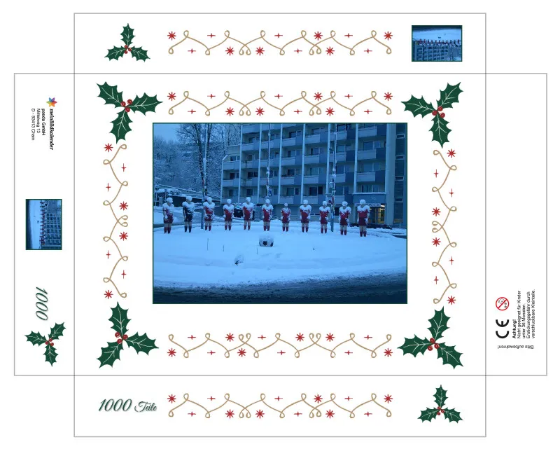 Fußball-Skulpturen im Schnee, in der Morgendämmerung