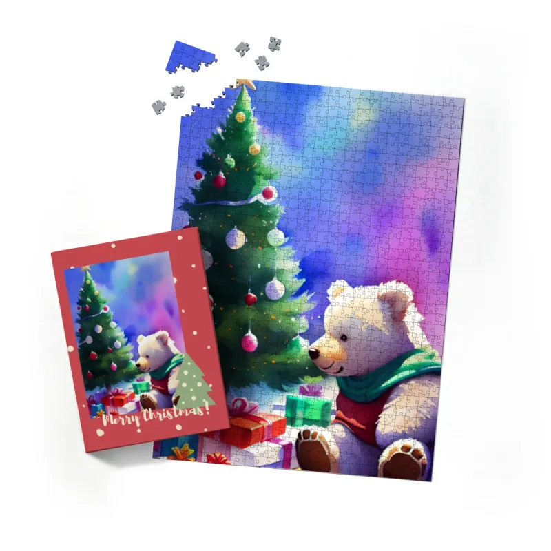 Puzzle Christmas-Edition Teddybär am Tannenbaum