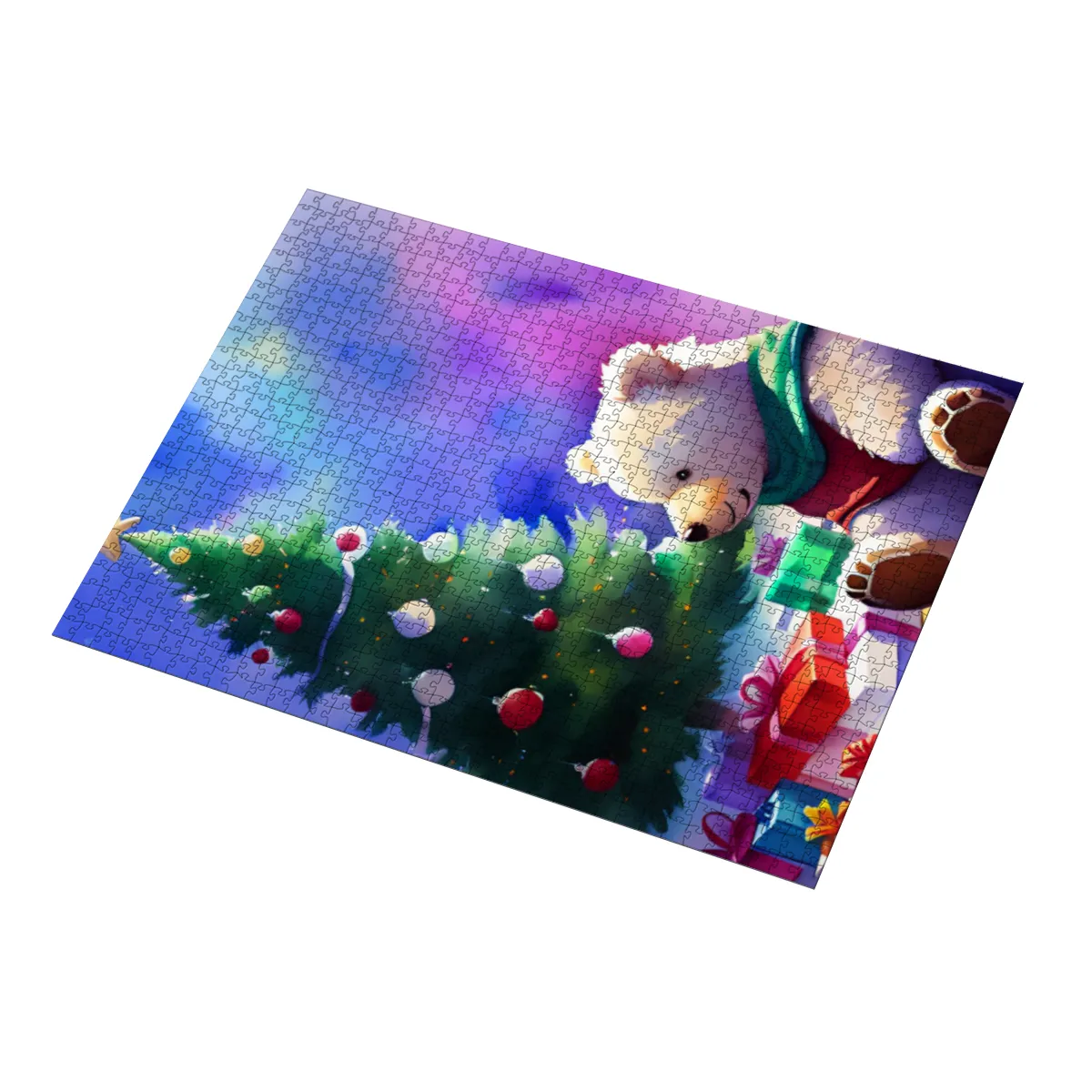 Puzzle Christmas-Edition Teddybär am Tannenbaum