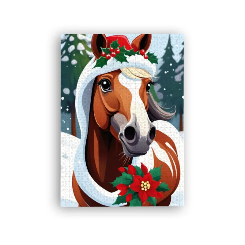 Puzzle Christmas-Edition, Weihnachtspferd im Schnee