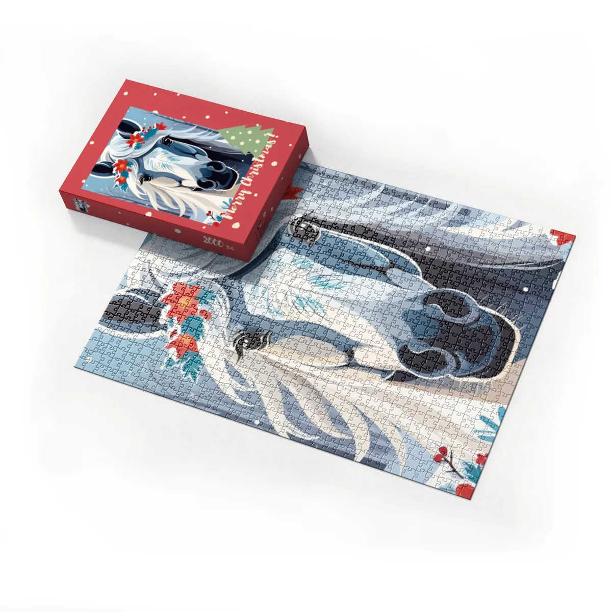 Puzzle florales Winterpferd im Schnee