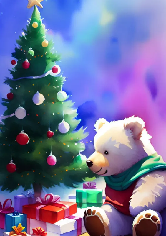 Puzzle Christmas-Edition Teddybär am Tannenbaum