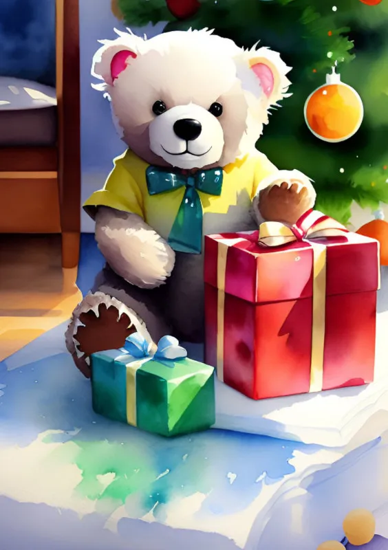 Puzzle Christmas-Edition Teddybär mit Geschenken