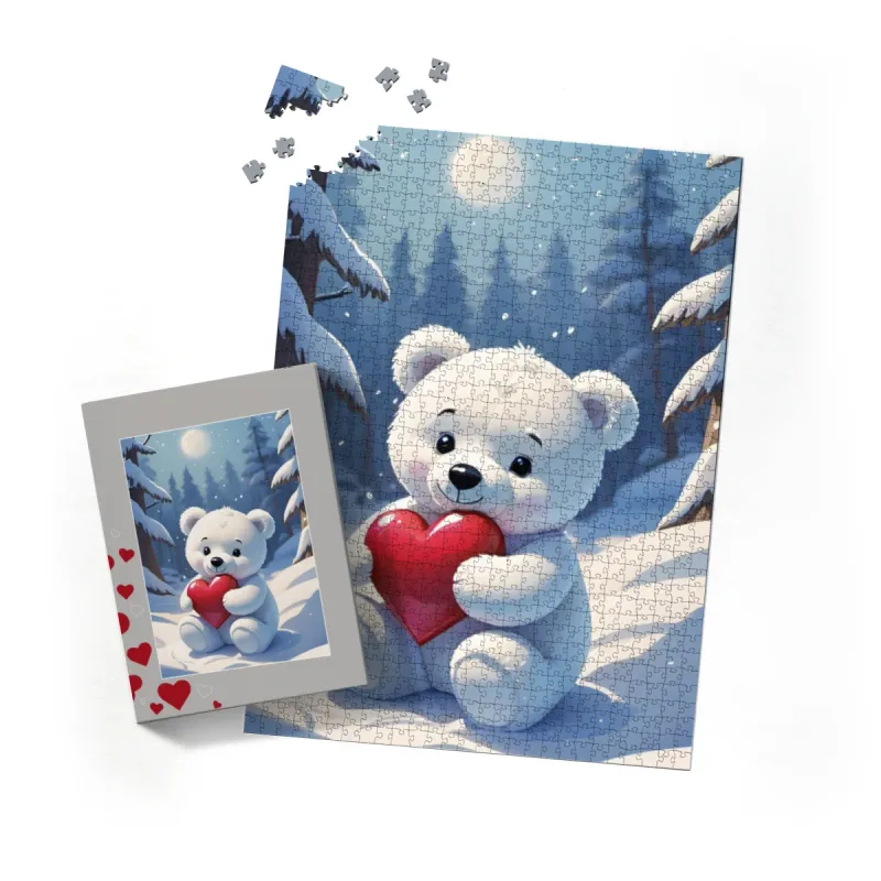 Puzzle Valentins-Bärchen im Schnee