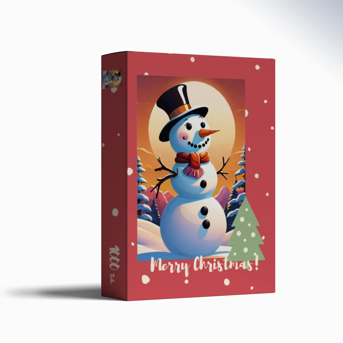 Puzzle Christmas-Edition, Schneemann im Sonnenuntergang