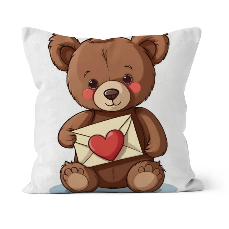 Flauschiges Samtkissen mit Valentinstags-Bärchen