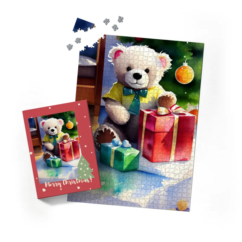 Puzzle Christmas-Edition Teddybär mit Geschenken