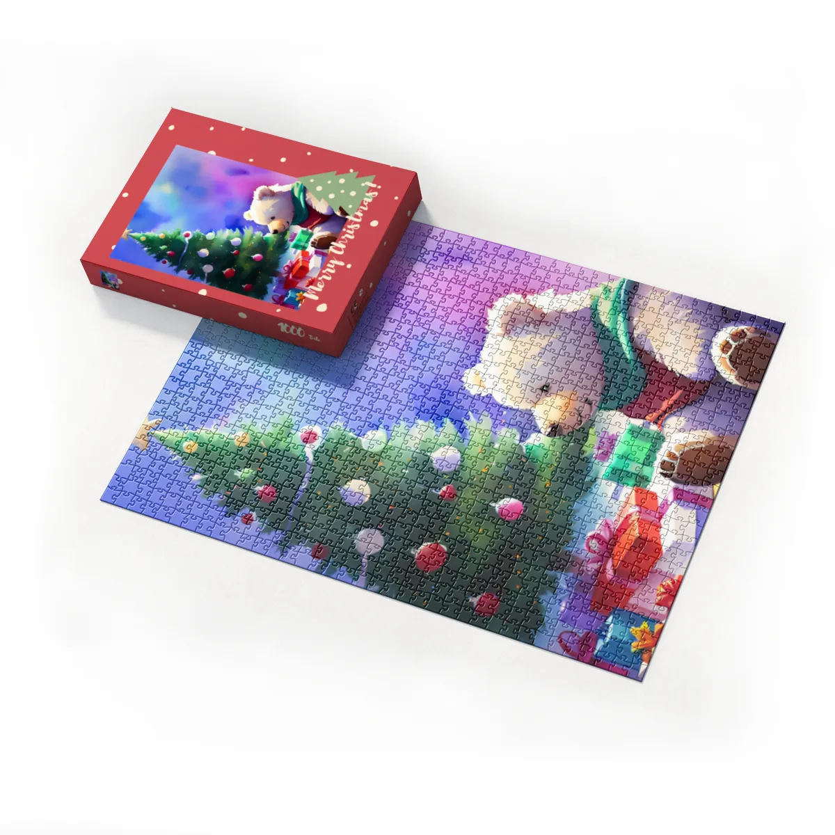 Puzzle Christmas-Edition Teddybär am Tannenbaum