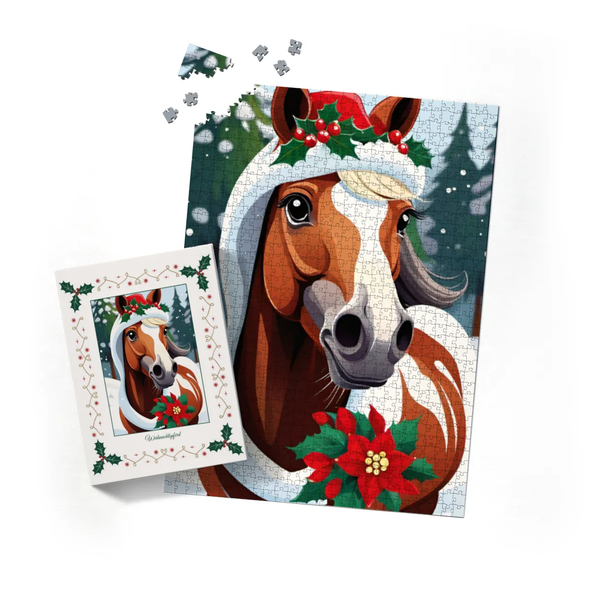 Puzzle Christmas-Edition, Weihnachtspferd im Schnee