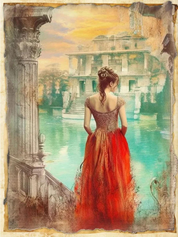 Dame in Rot - Vintage