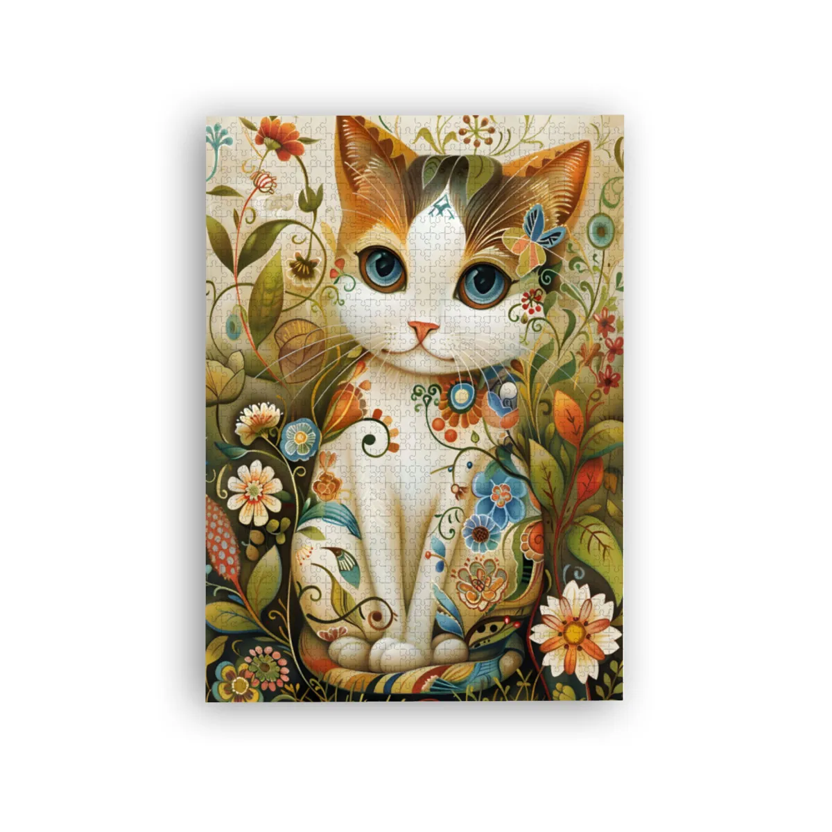 Puzzle - Die Katze in der Blumenwiese
