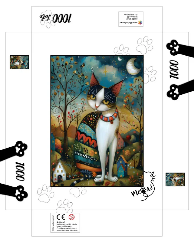 Puzzle - Katze im Mondschein