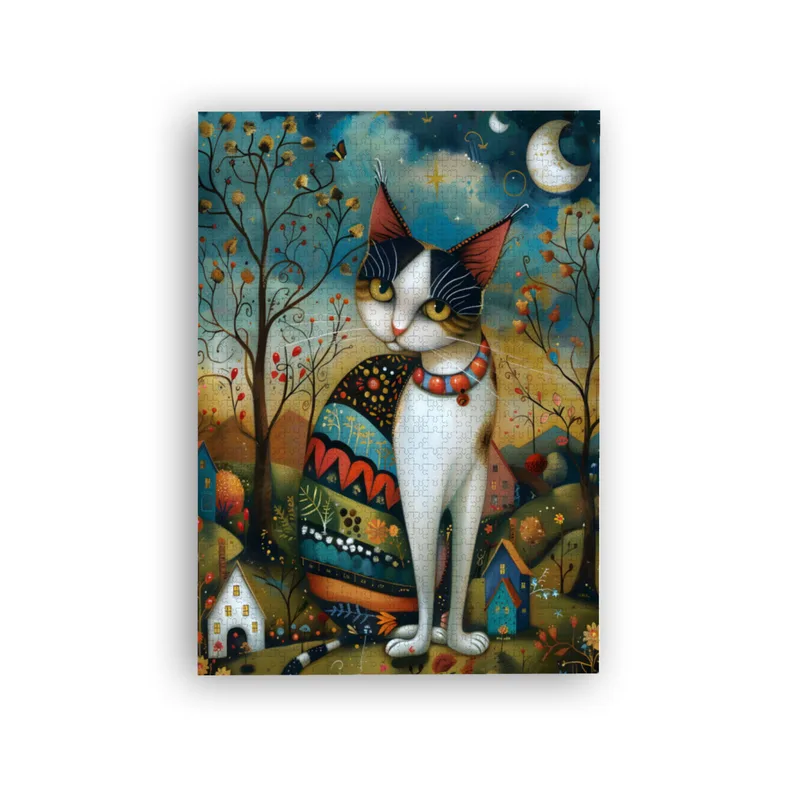Puzzle - Katze im Mondschein