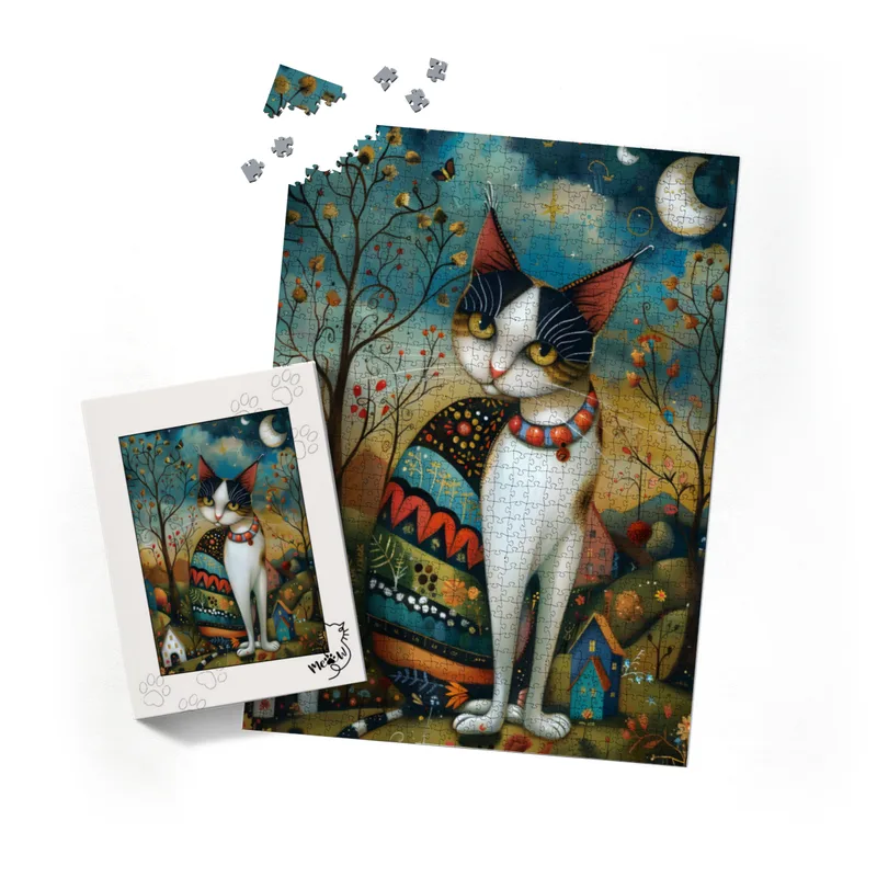 Puzzle - Katze im Mondschein