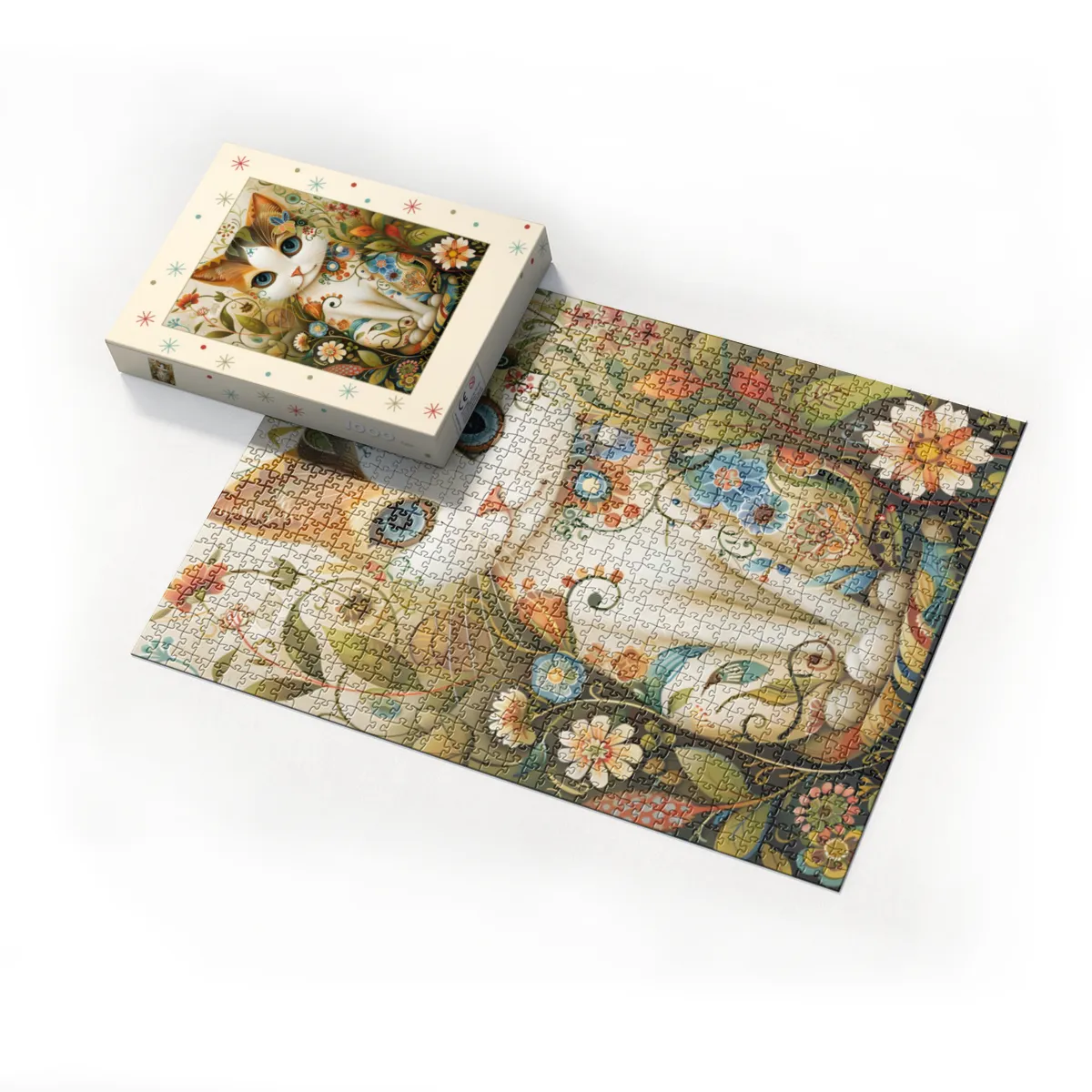 Puzzle - Die Katze in der Blumenwiese