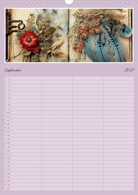 Familienplaner-Vintage-Federn