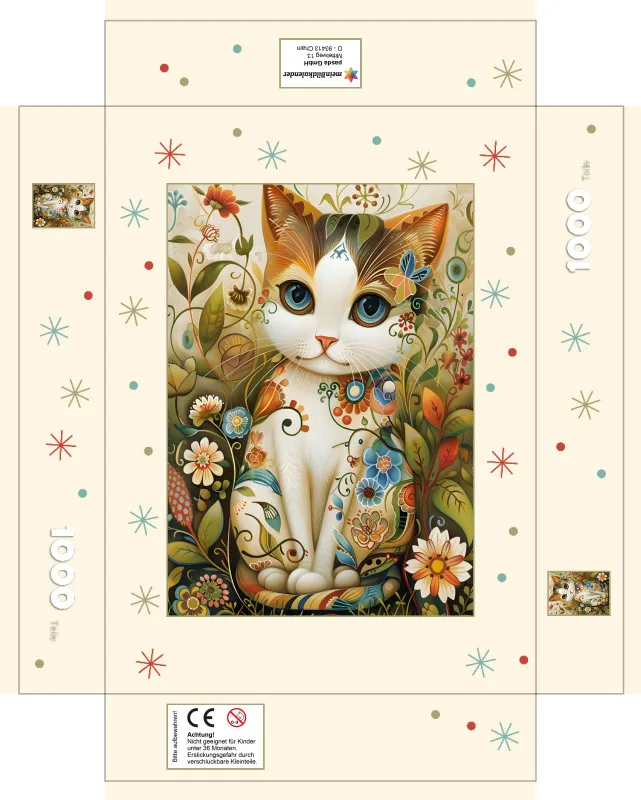 Puzzle - Die Katze in der Blumenwiese