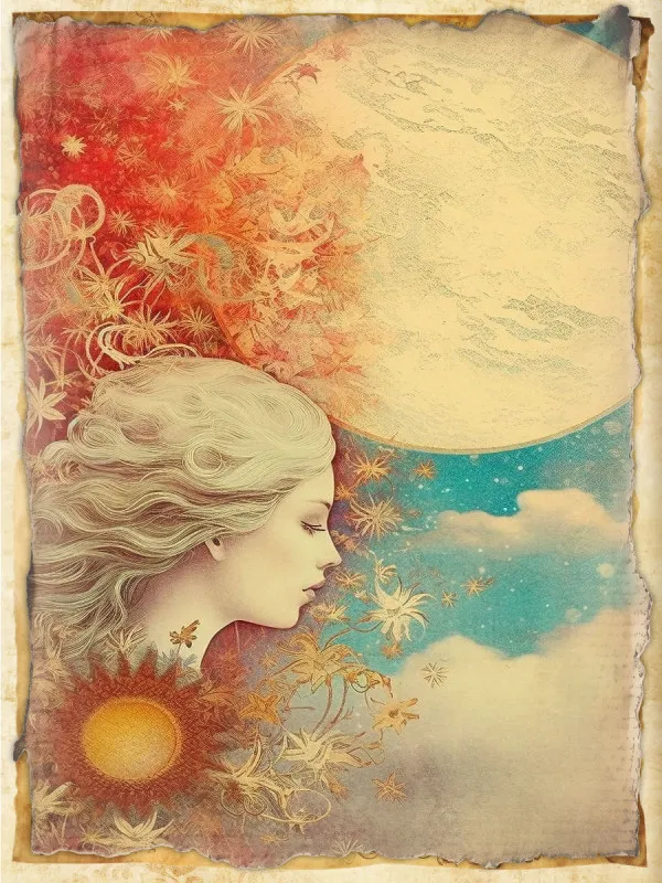 Frau mit Mond - Vintage